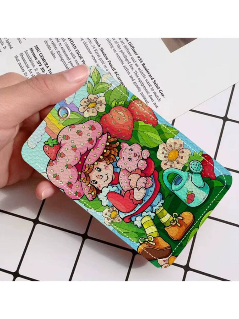 Cute Strawberry Shortcake Card Holder Keychain ID & Credit Card Wallet